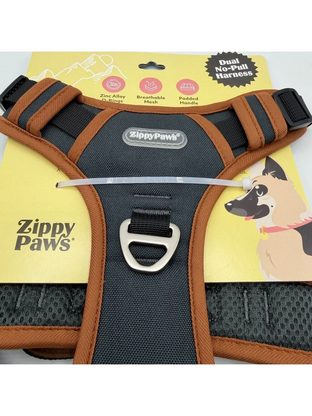 ZippyPaws Dual Harness Medium ZPC-C0008 Brown Breathable Mesh Padded Dog Vest